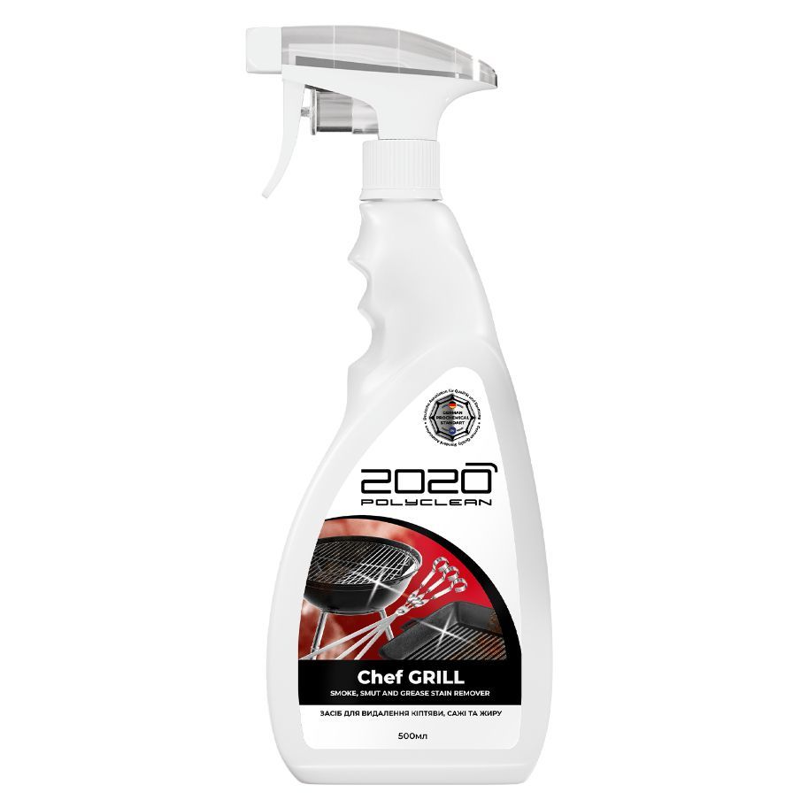 Уцінка.  Засіб для видалення кіптяви, сажі та жиру "CHEF GRILL" (500 мл) 2020 Polyclean  - Витікла рідина  фото 1