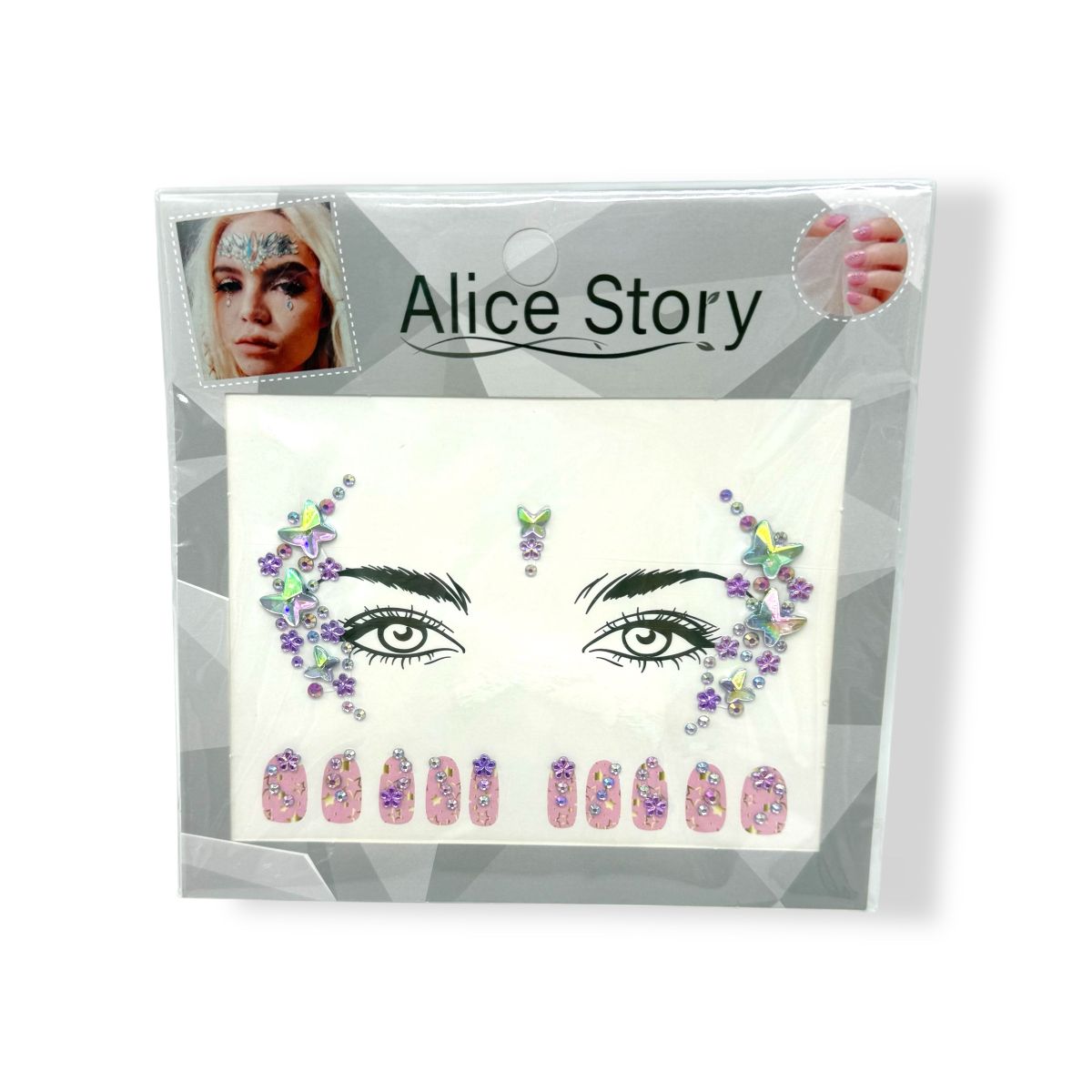Наклейки-стразы для лица и ногтей (фиолетовый)  фото 1