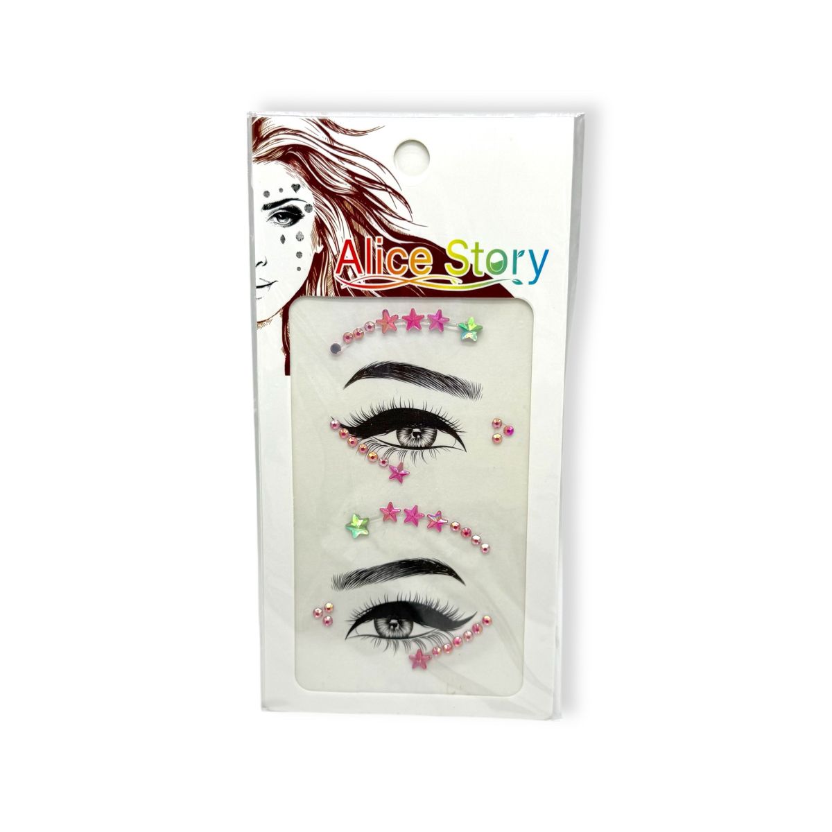 Наклейки-стразы для лица (малиновый)  фото 1