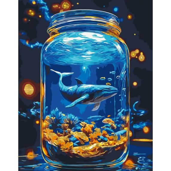 Картина за номерами з фарбами металік "Підводний світ, кит" 40*50 см  фото 1