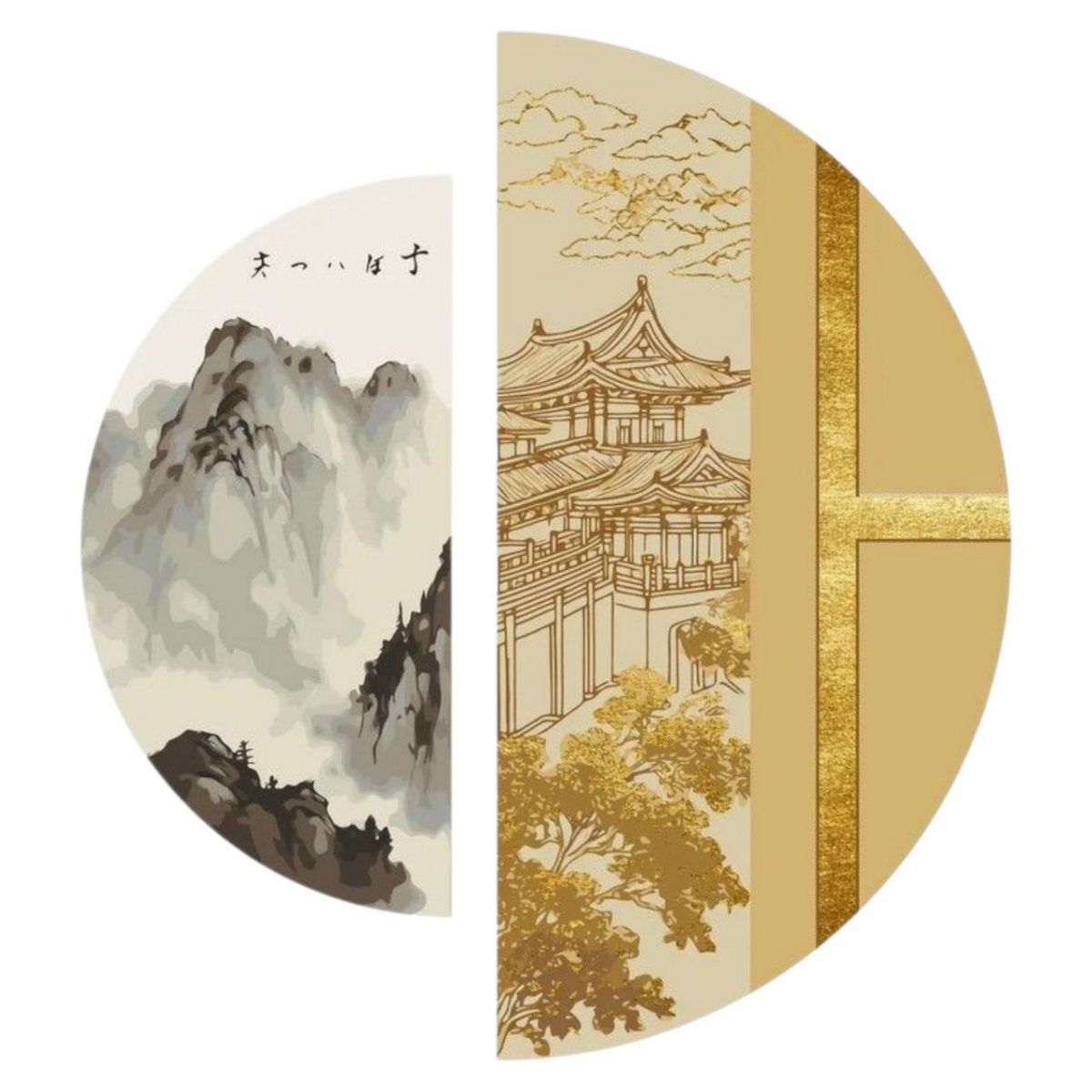 Картина за номерами з фарбами металік "Японський дух" (напівкруги 50 см, 70 см)  фото 1