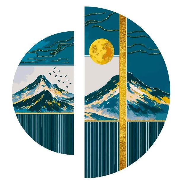 Картина за номерами з фарбами металік "Японський пейзаж" (напівкруги 50 см, 70 см)  фото 1