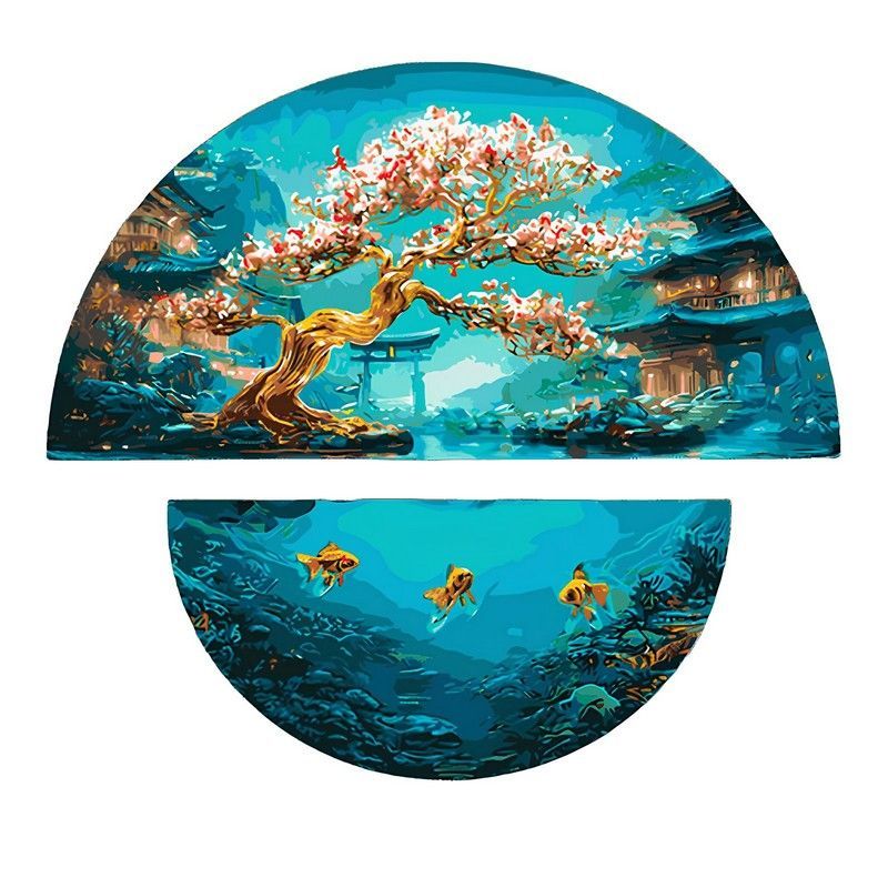 Картина за номерами з фарбами металік "Магія природи: суша і море" (напівкруги 50 см, 70 см)  фото 1