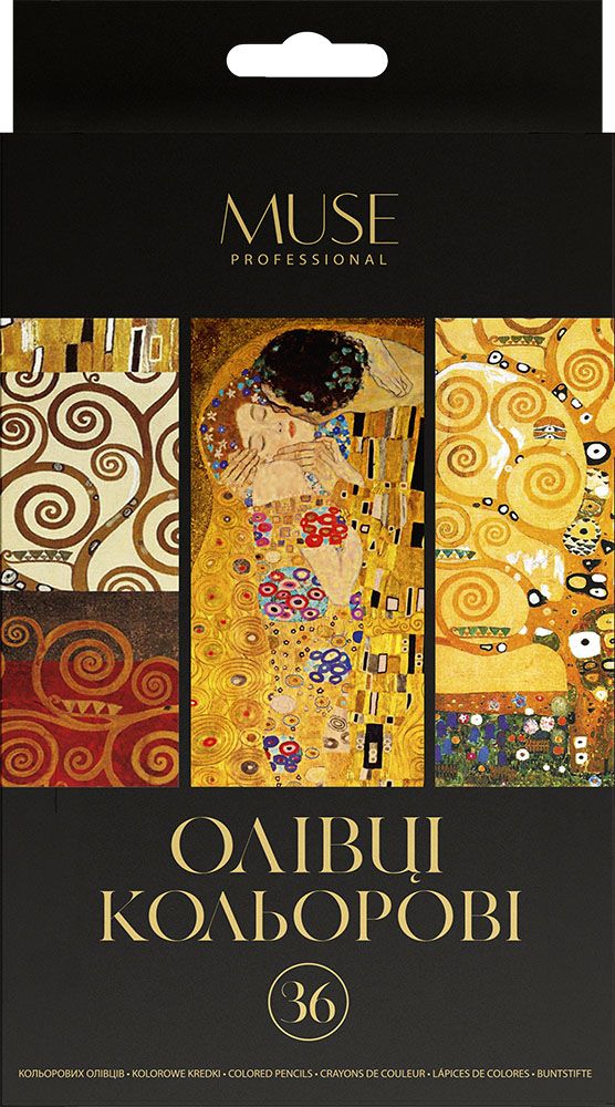 Олівці кольорові тригранні MUSE 36 кольорів + чинка  фото 1