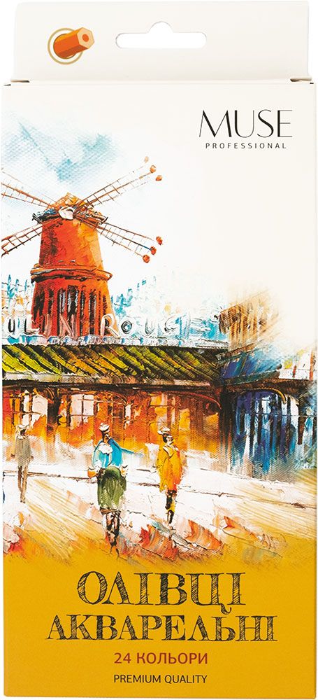 Олівці акварельні шестигранні MUSE 24 кольори з пензликом та чинкою  фото 1