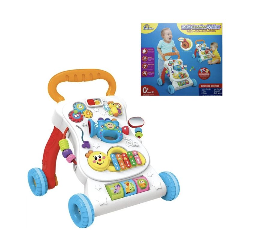 Каталка-ходунки світло, звук, мелодії, знімна панель, фрази на англійській мові, в коробці  фото 1