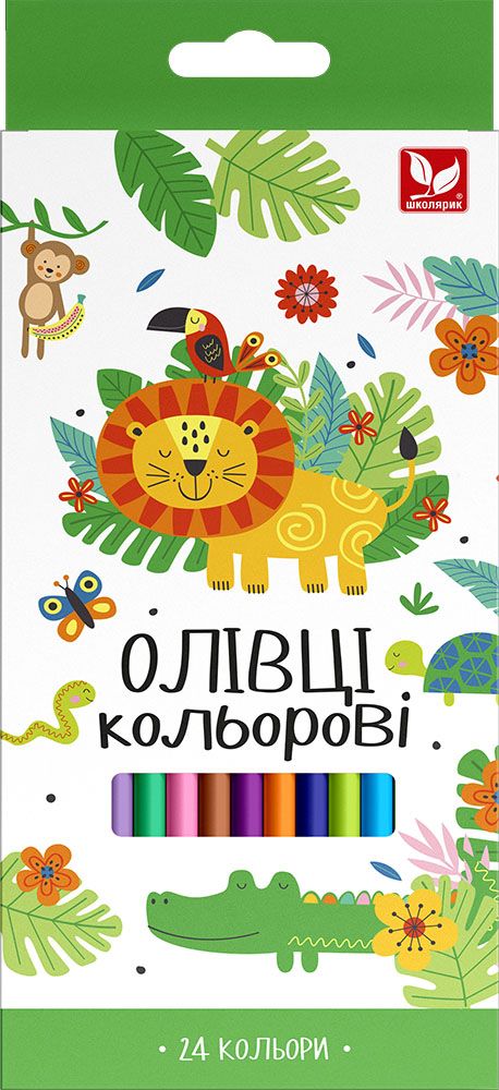 Олівці кольорові тригранні + чинка - 24 кольори  фото 1