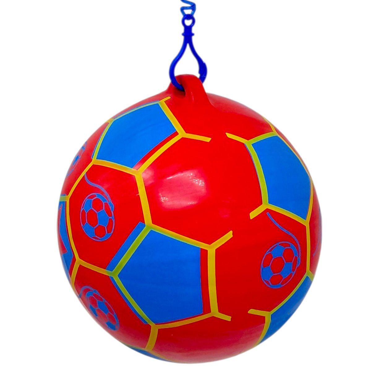 М'яч гумовий, діаметр 17 см, карабін з пружинкою, ЧЕРВОНИЙ  фото 1