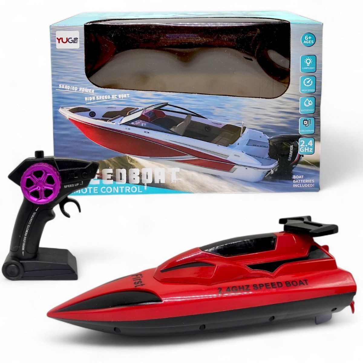Уцінка.  Катер на радіокеруванні (червоний) 28 см (акумулятор) - ТРІСНУВ БЛІСТЕР  фото 1