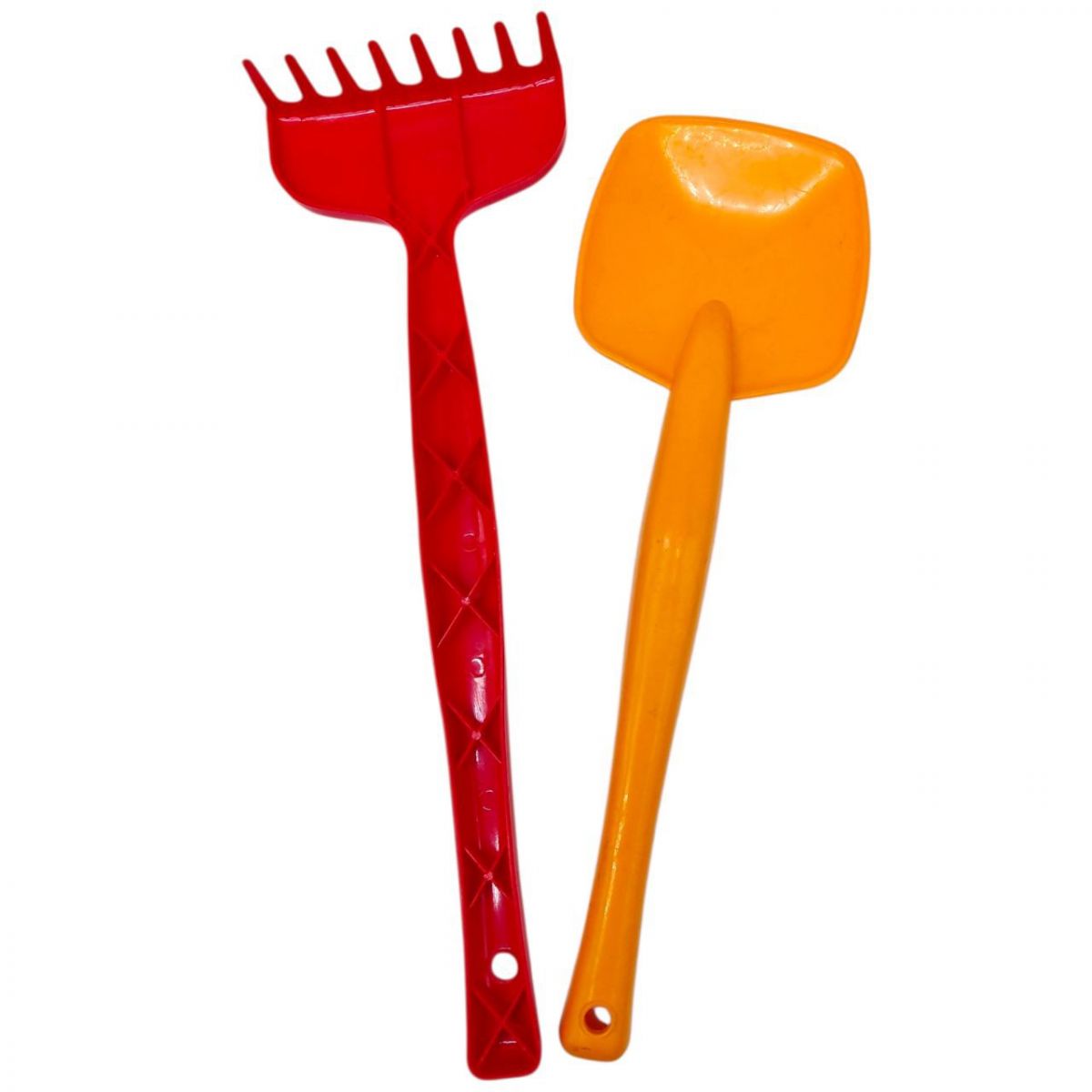 Пісочний набір Лопатка та граблі ЧЕРВОНО-ПОМАРАНЧЕВИЙ  фото 1