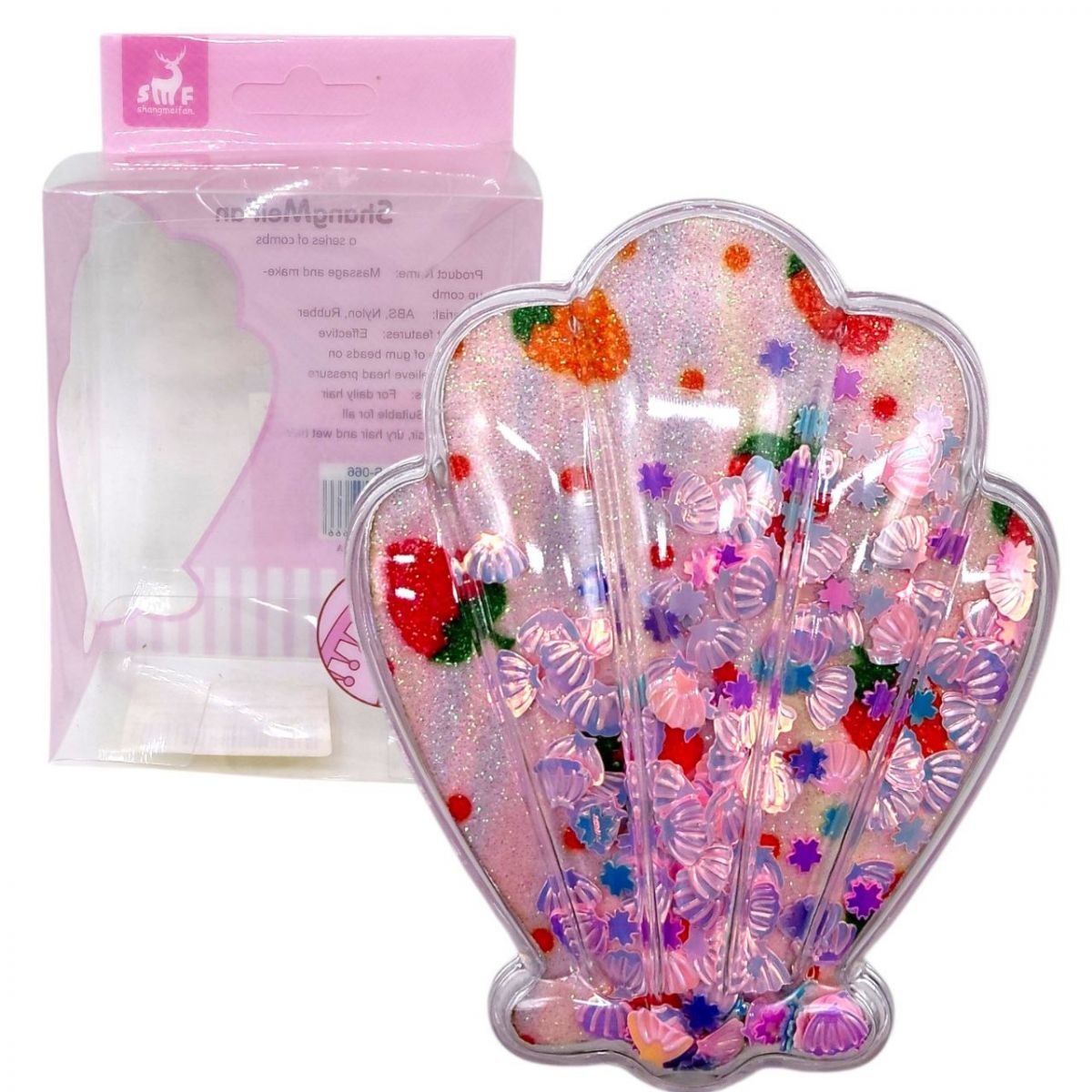 Гребінець для волосся "Блискуча мушля" РОЖЕВА  фото 1