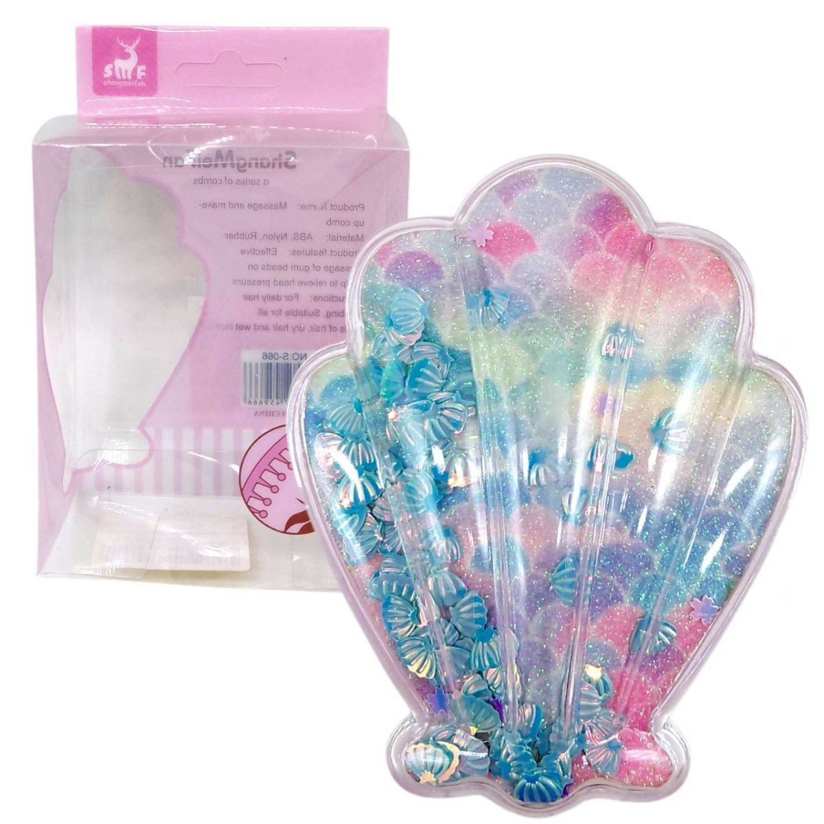 Гребінець для волосся "Блискуча мушля" БЛАКИТНА  фото 1