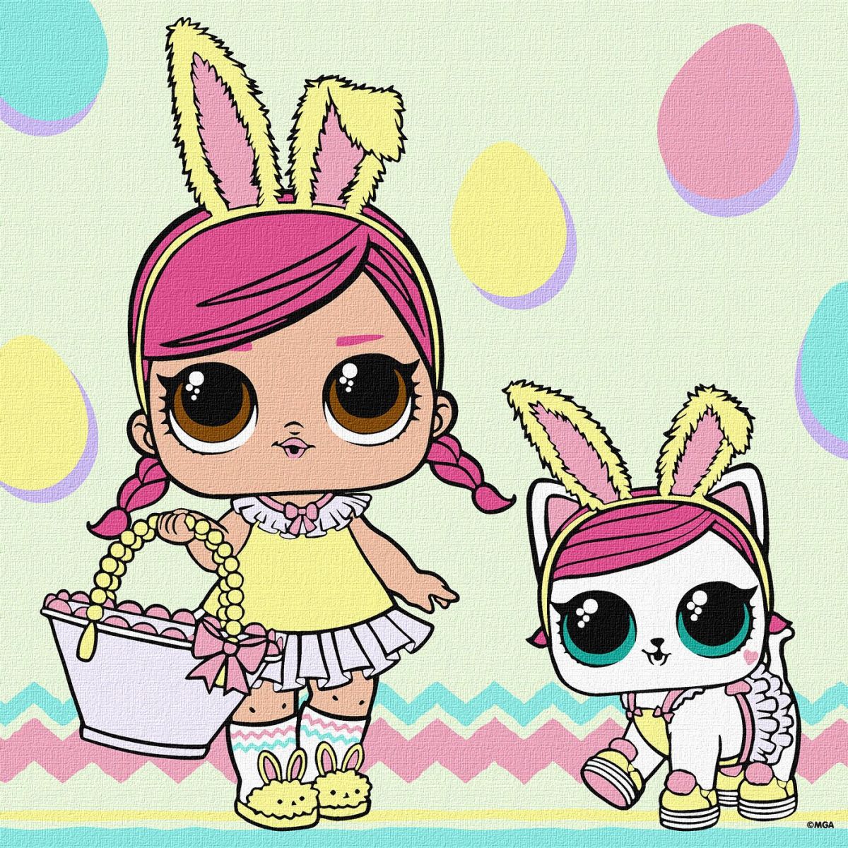 Набір для розпису по номерах для дітей "L. O. L.  Surprise! Spring Bling HOPS and KITTEA" 30х30см  фото 1