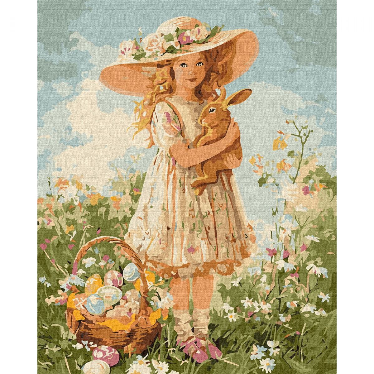 Набор для росписи по номерам "Девочка с кроликом" 40х50см  фото 1