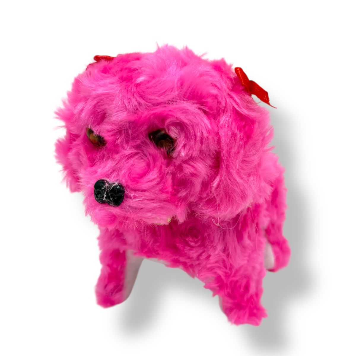 Собачка ходилка з бантом (МАЛИНОВА)  фото 1