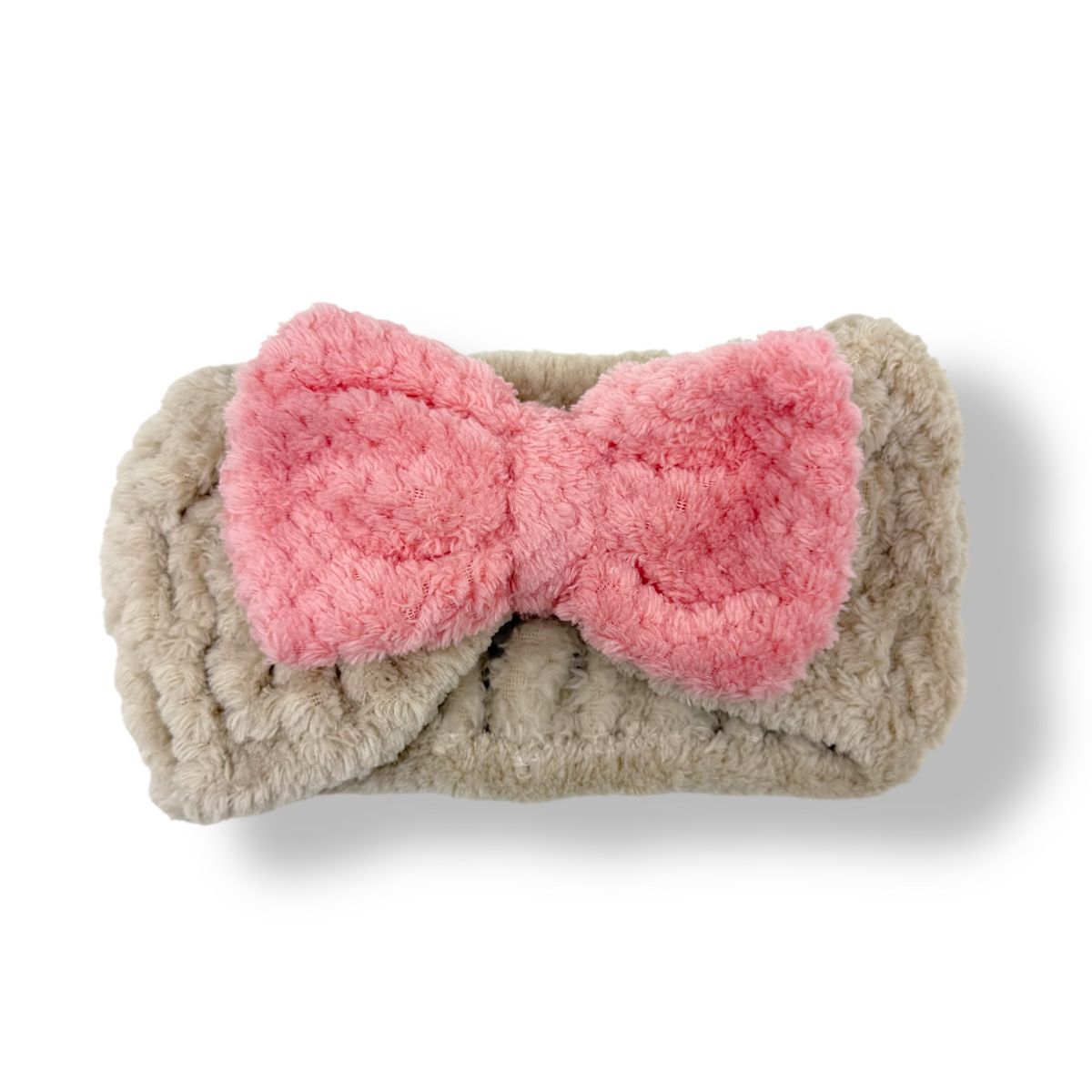 Повʼязка на голову з бантиком (бежева)  фото 1