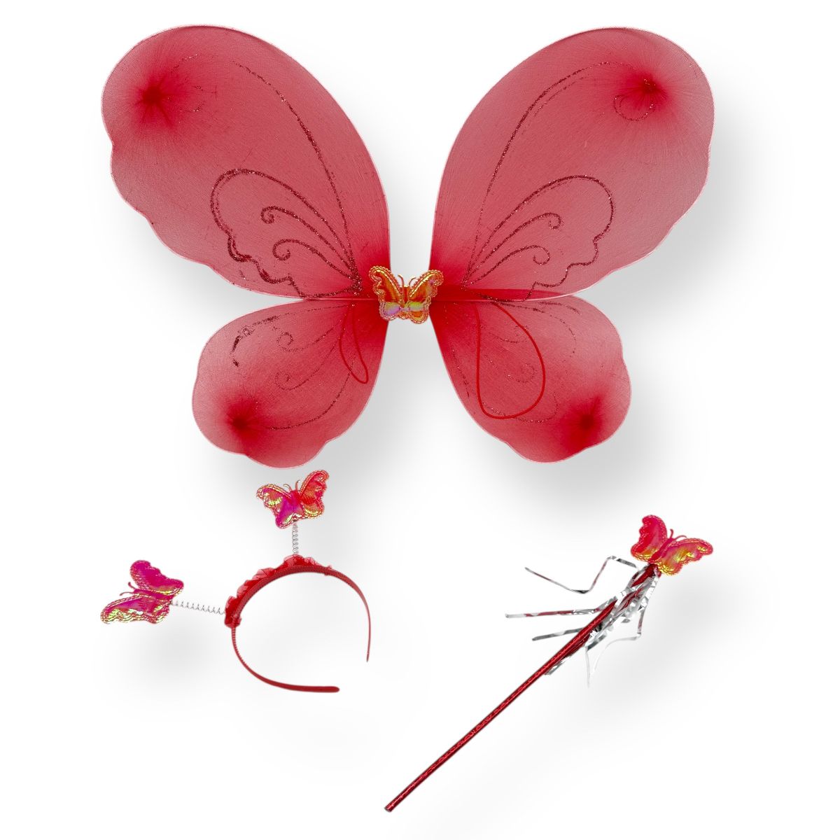 Крила метелика з обручем, паличка (ЧЕРВОНИЙ)  фото 1