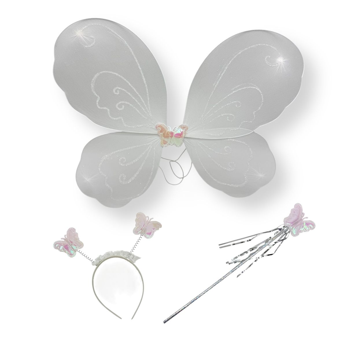 Крила метелика з обручем, паличка (БІЛИЙ)  фото 1