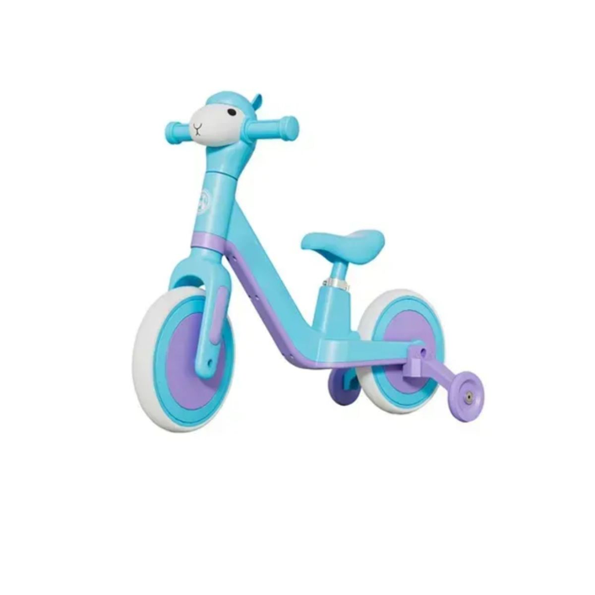 Велобіг арт.  TR2601 (1шт)   звук, світло, допоміжні колеса, мʼяке сидіння, блакитно-фіолетовий короб. 67*24*21см  фото 1