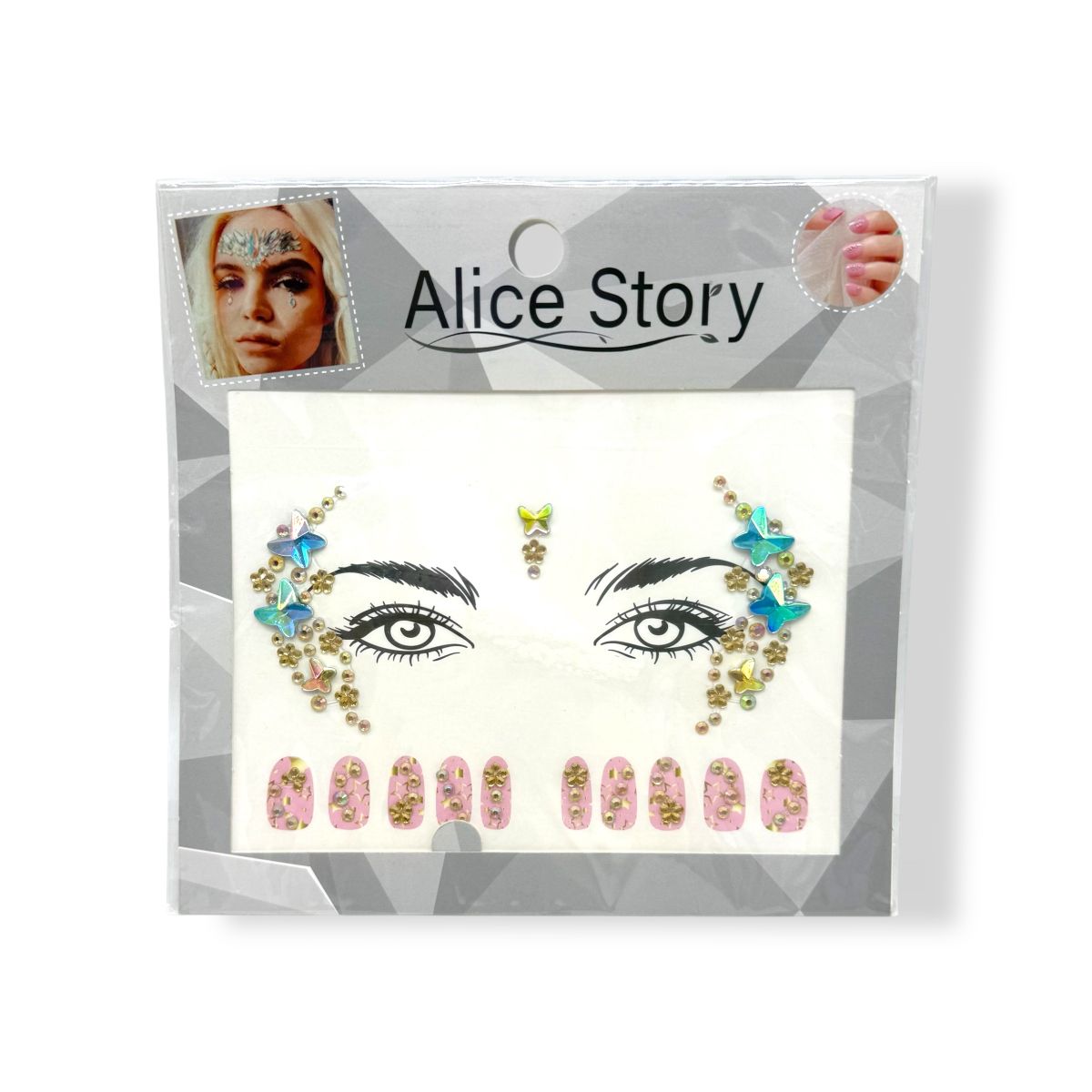 Наклейки-стразы для лица и ногтей (голубой)  фото 1