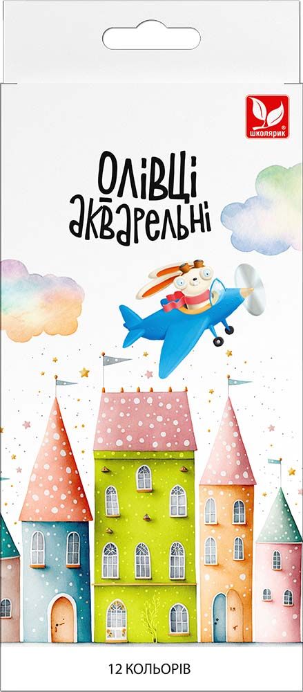 Олівці акварельні шестигранні 12 кольорів з пензликом  фото 1