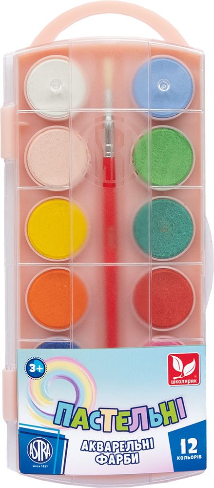 Фарби акварельні пастельні кольори 12 кольорів  фото 1