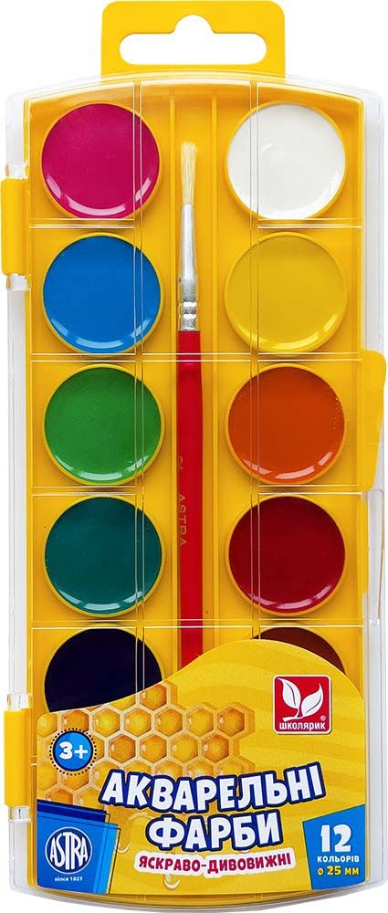 Фарби акварельні медові 12 кольорів  фото 1