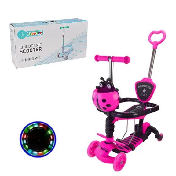 Самокат дитячий 3-х коліс 3в1, колеса PU світло (РОЖЕВИЙ)  фото 1