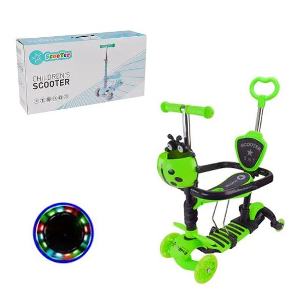 Самокат дитячий 3-х коліс 3в1, колеса PU світло (ЗЕЛЕНИЙ)  фото 1