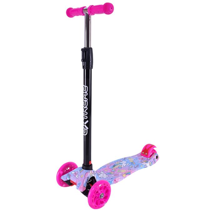 Самокат дитячий 4-х коліс  MAXI, колеса PU світяться (РОЖЕВИЙ)  фото 1