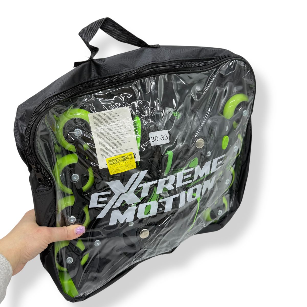 Роликовi ковзани розмір M (34-37) колеса PU 1 світло  сумка (САЛАТОВІ)  фото 1