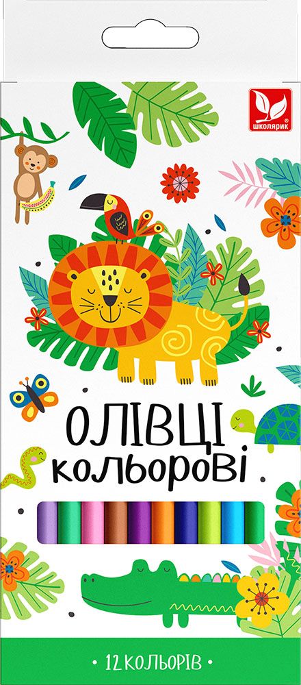Олівці кольорові тригранні Школярик 12 кольорів  фото 1