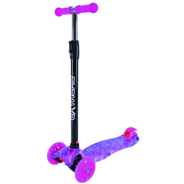 Самокат дитячий 4-х коліс.  MAXI, колеса PU світяться, пакет "Космос" (РОЖЕВИЙ)  фото 1