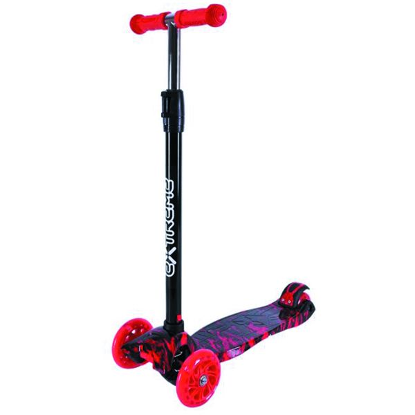 Самокат детский 4-х колес.  MAXI, колеса PU светятся, пакет "Пламя" (КРАСНЫЙ)  фото 1