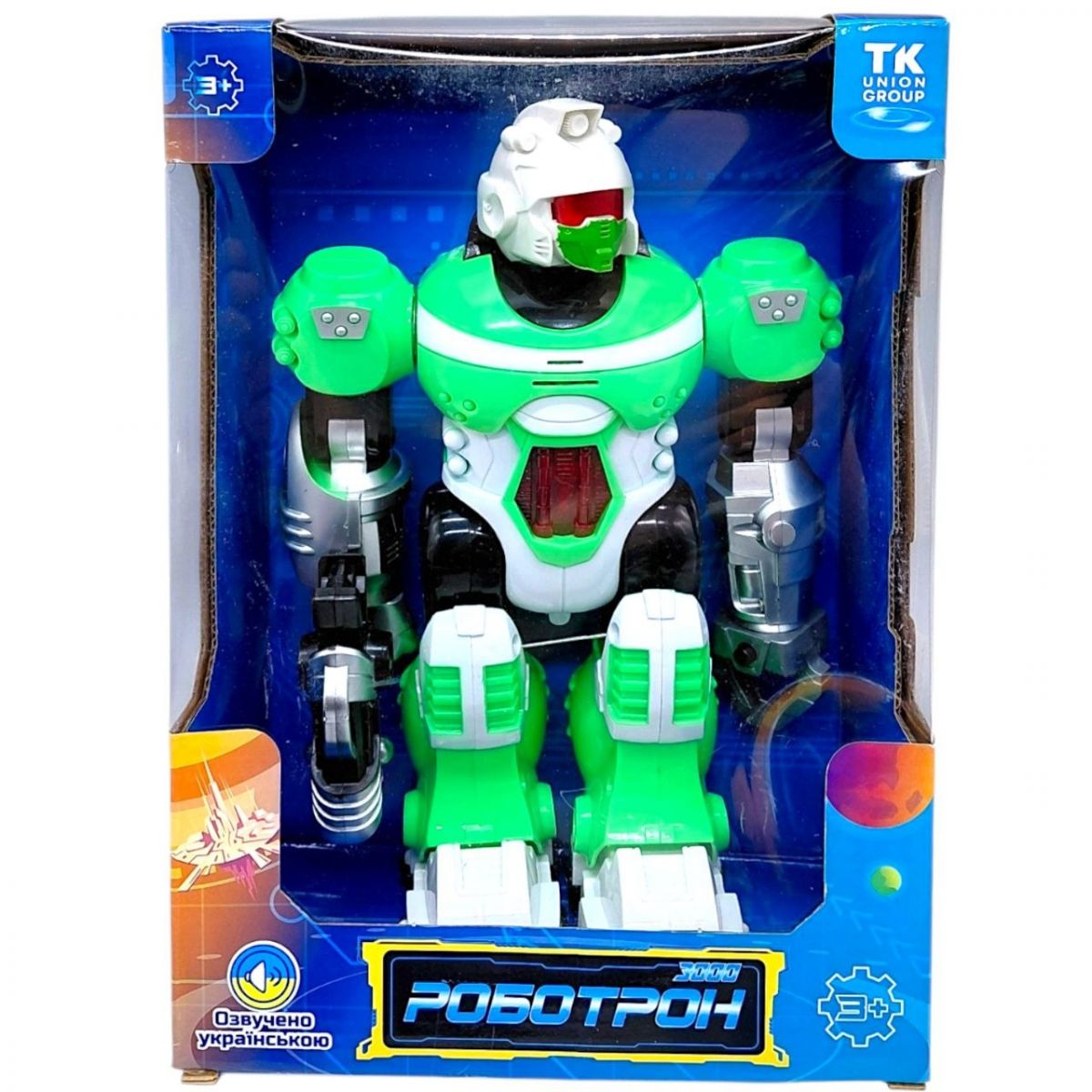 Робот "Роботрон" (укр), ходить, світло, звук, в коробці (ЗЕЛЕНИЙ)  фото 1