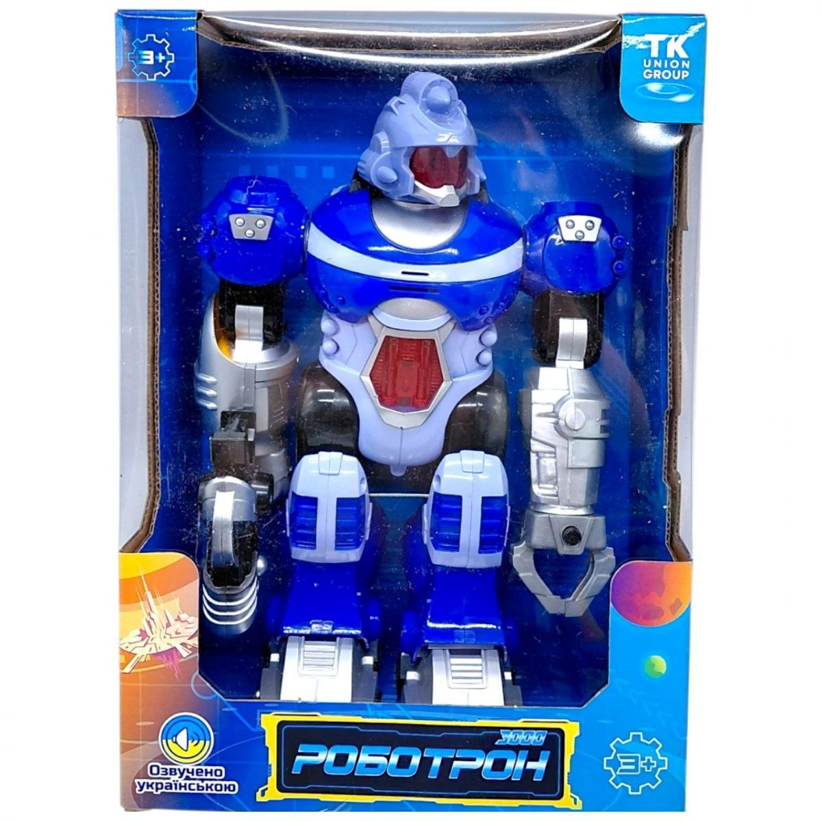 Робот "Роботрон" (укр), ходить, світло, звук, в коробці (СИНІЙ)  фото 1