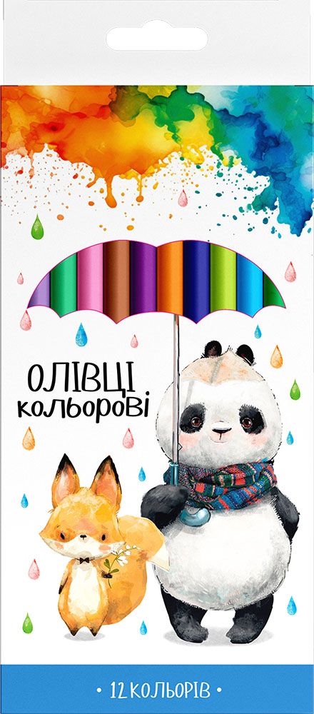 Олівці кольорові тригранні, 12 кольорів  фото 1