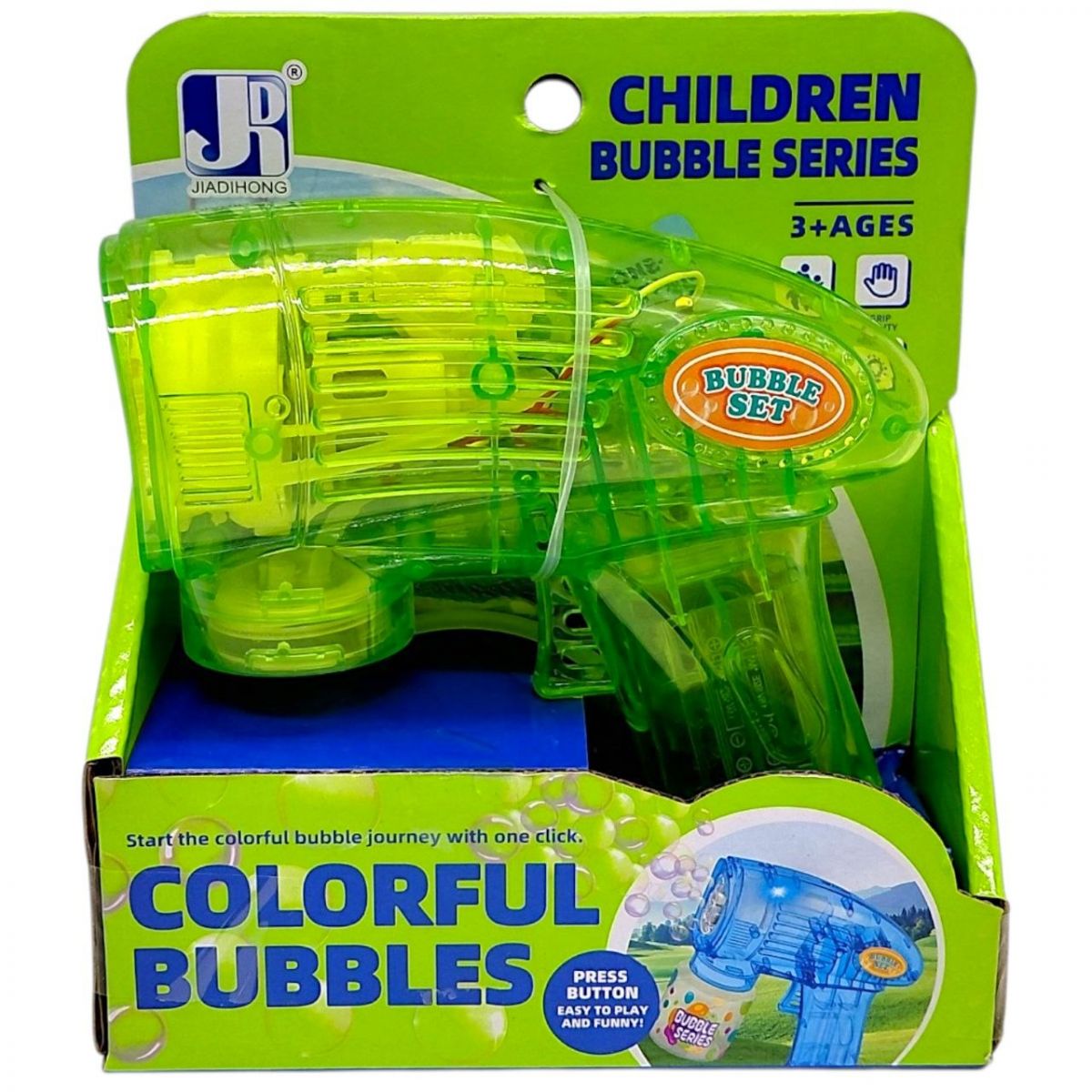 Пістолет з мильними бульбашками (автоматичний, підсвічування, пляшечка з мильним розчином) ЗЕЛЕНИЙ  фото 1