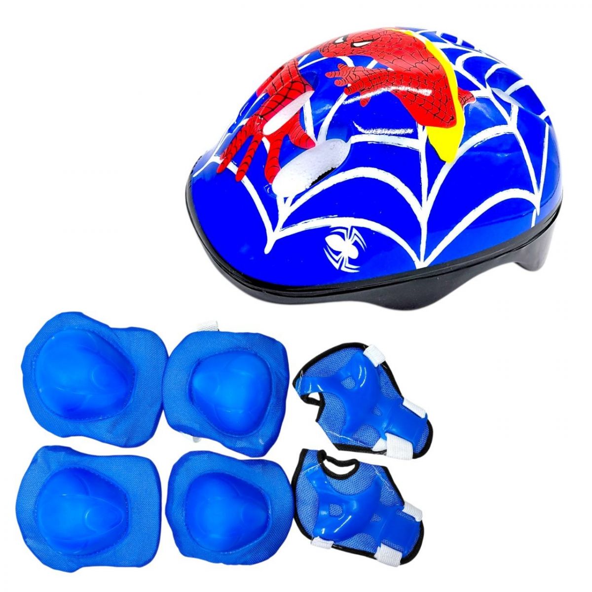 Захисне спорядження "Людина-Павук" шолом, налокітники, наколінники, запястя, у сітці (СИНІЙ)  фото 1