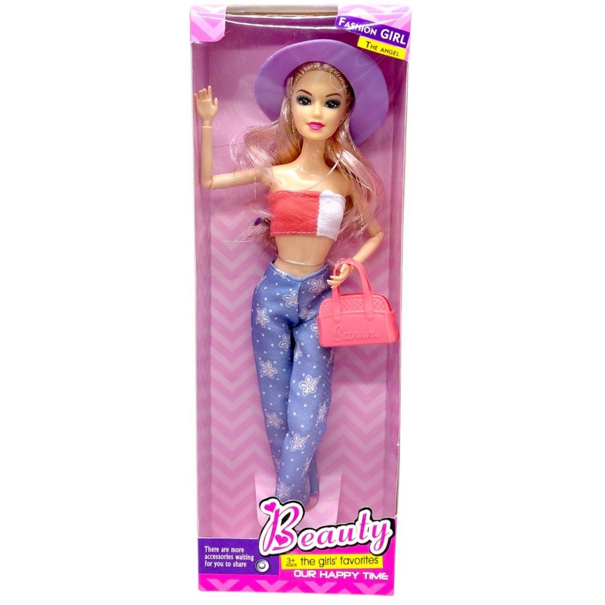 Кукла, типа барби, в стильной одежде (ДЖИНСЫ В ЦВЕТКЕ)  фото 1