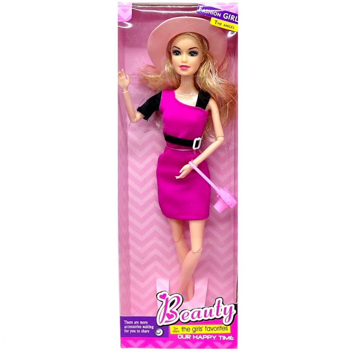 Кукла, типа барби, в стильной одежде (МАЛИНОВОЕ ПЛАТЬЕ)  фото 1