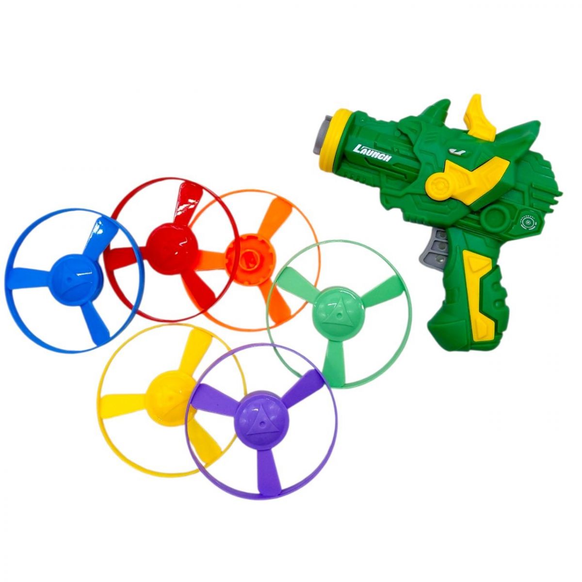 Пістолет -запускачка "Динозавр", 6 дисків у пакеті (ЗЕЛЕНИЙ)  фото 1