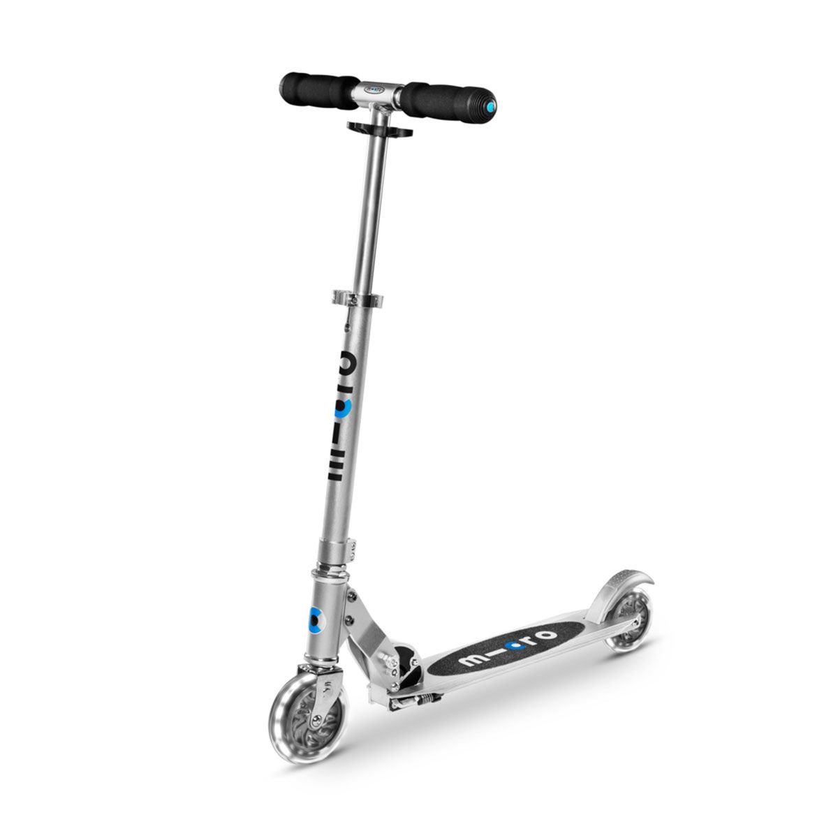 Самокат MICRO серии Sprite LED – Матовый серебристый  фото 1