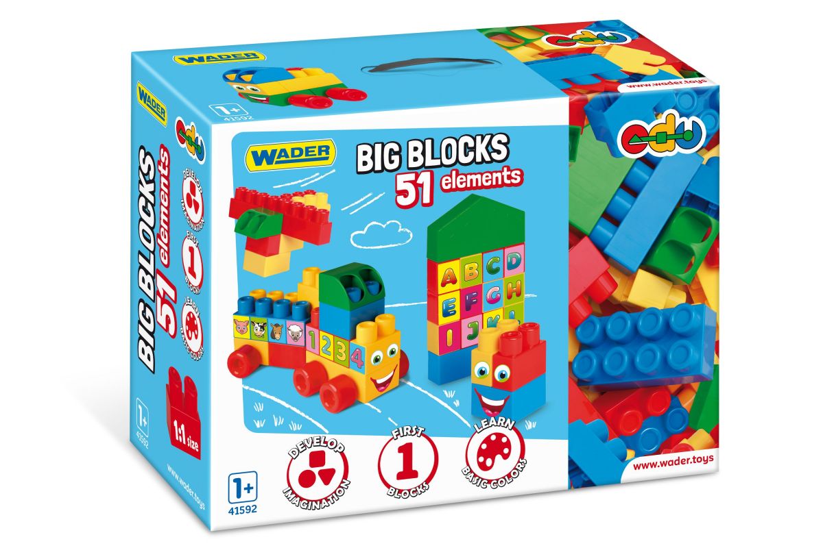 Конструктор в коробці (51 елемент), цифри, букви, фігури, фрукти, овочі, тварини з савани та інші.  фото 1