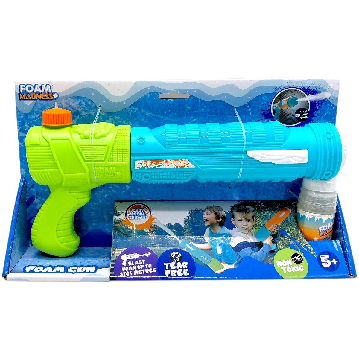 Водний пістолет, стріляє піною  (ЗЕЛЕНО-БЛАКИТНИЙ) 30 см  фото 1