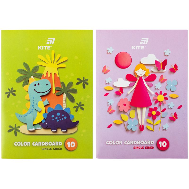 Картон кольоровий одностор.  А4 (10арк/ 10кол), папка, Kite  фото 1