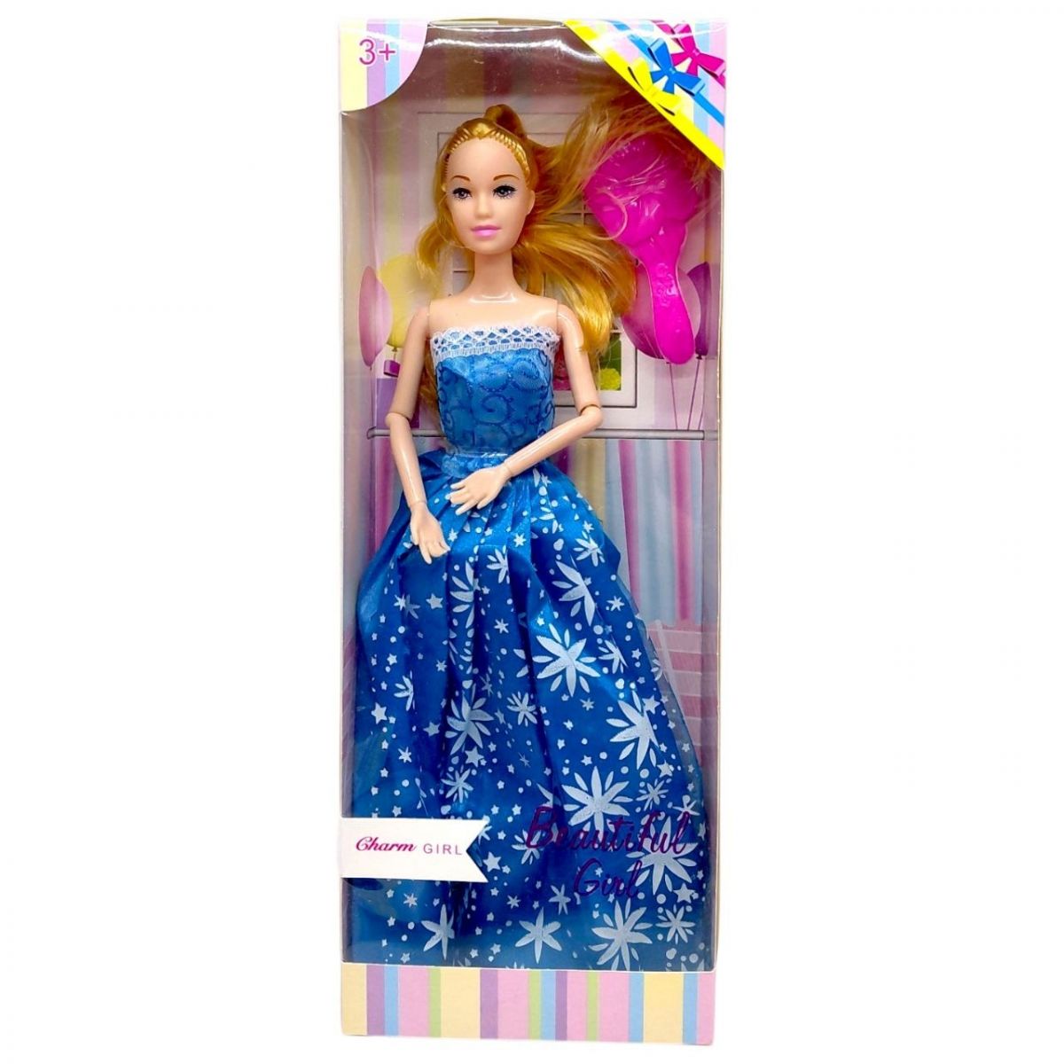 Лялька у святковій сукні з бантом (БЛАКИТНА)  фото 1