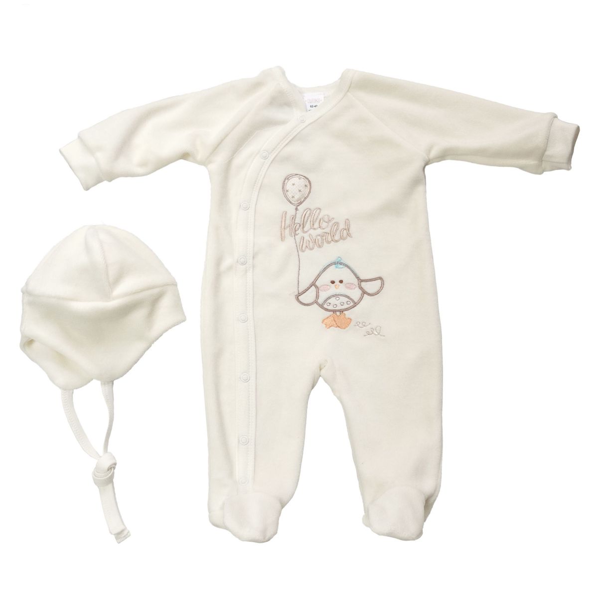 Комбінезон велюровий з шапочкою Піпо, р.  62 см  фото 1