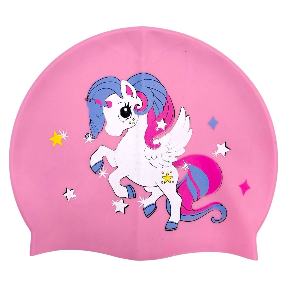 Шапочка для плавання силіконова, у пакеті ʼЄДИНОРІГ" (РОЖЕВА)  фото 1