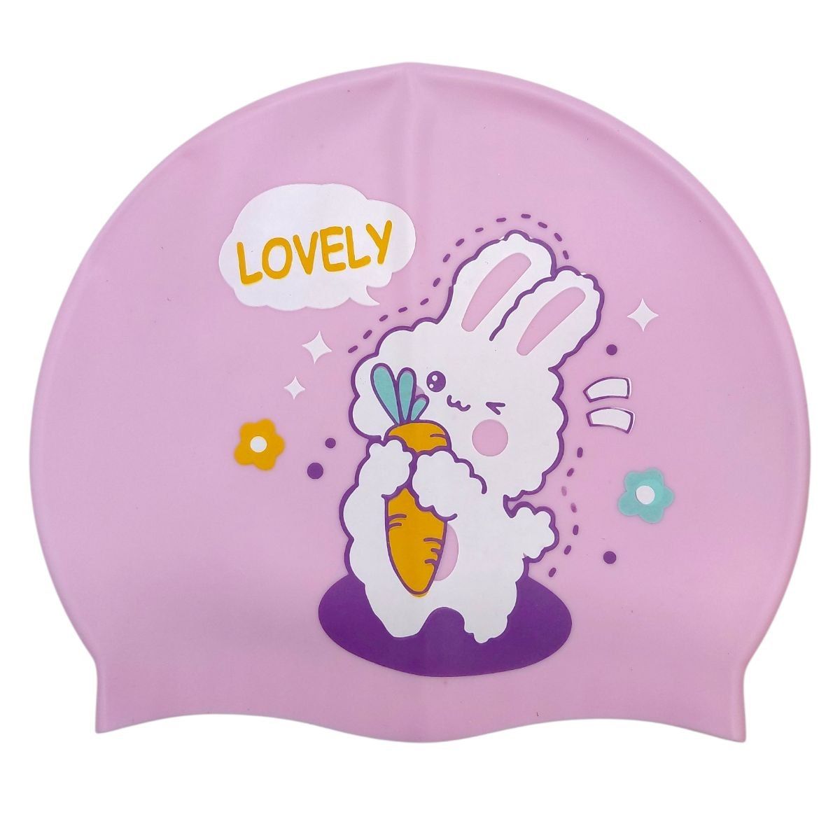 Шапочка для плавання силіконова, у пакеті "ЗАЄЦЬ" (РОЖЕВА)  фото 1